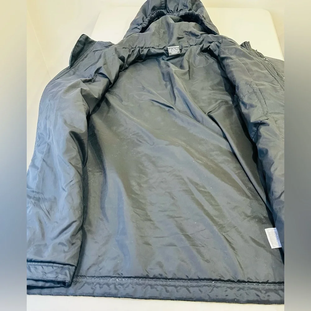 Nike Jacket Mens XL Black Parka Hooded Long Coat Full Zip Soccer Coach Throwback